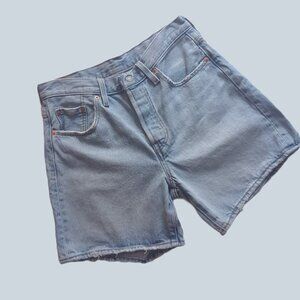 Levi's 501 Light Blue Wash Distressed Button-up Denim Shorts Women's Size W29